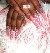 Sculptured acrylic with acrylic 3D flowers