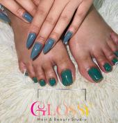 Gel Toes and Acrylic Nails with Tips