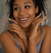 Beautiful lady with white teeth and smiling